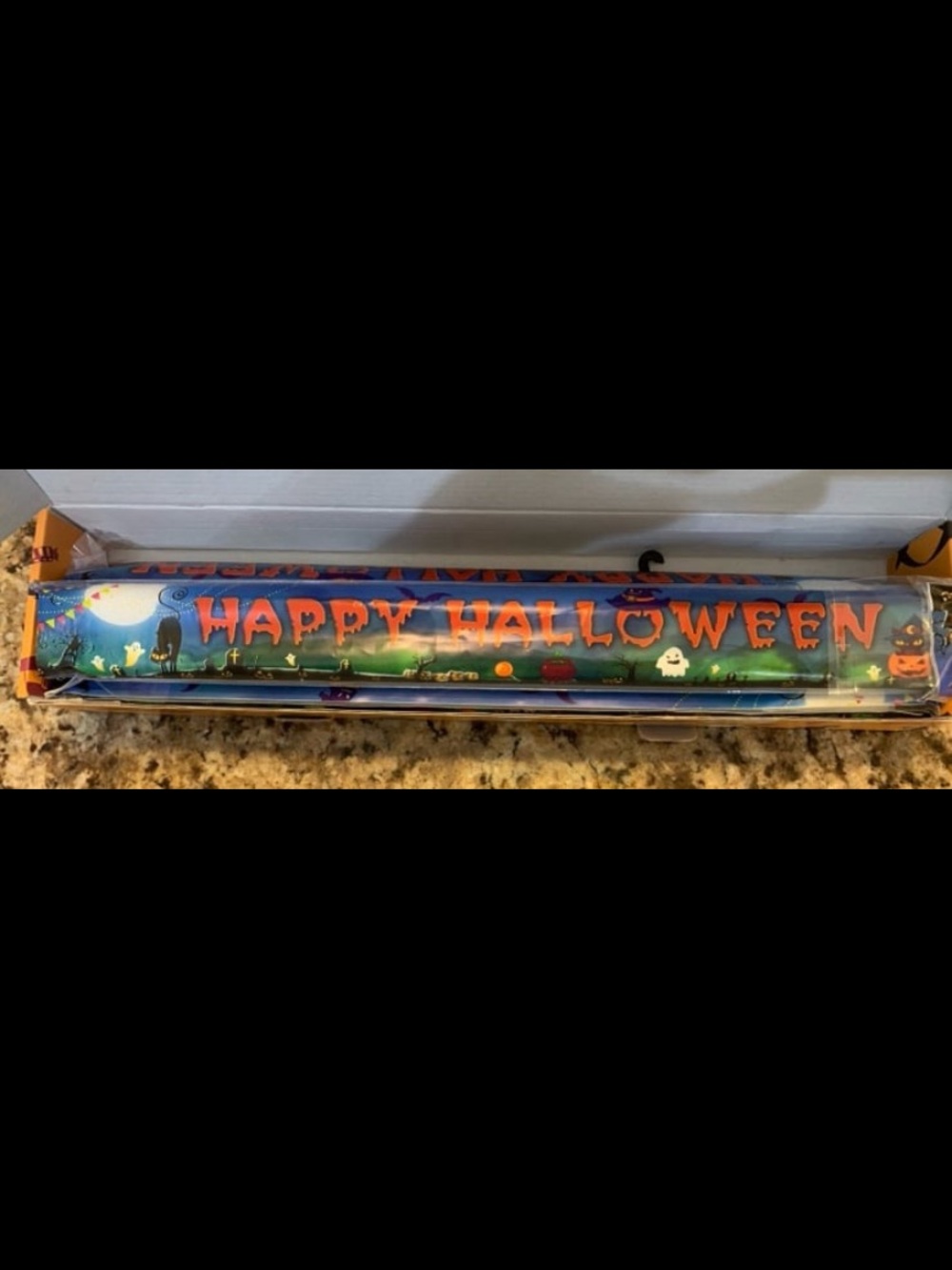 New! Happy Halloween Sign Banner Port featuring a spooky scene w/ pumpkins.